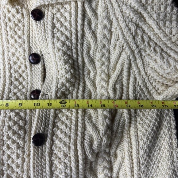 Vintage Rossan Knitwear Women's Cardigan Sweater White Cable Handknit Size XL - Picture 11 of 12